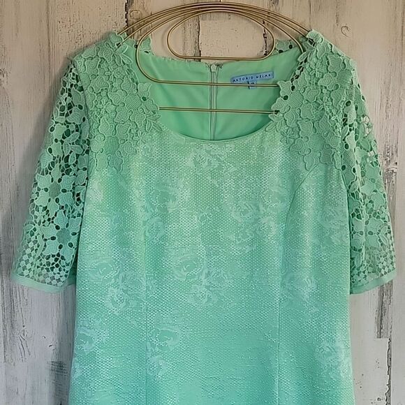 NWOT Antonio Melani GORGEOUS Lace Midi Dress in mint Green - Picture 2 of 16